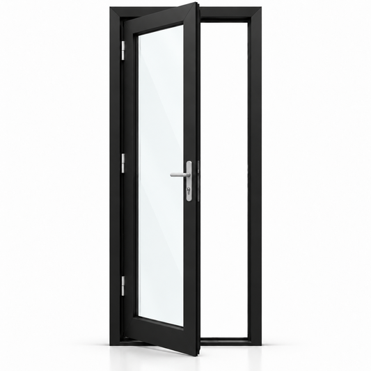 32 in. x 96 in. 1-panel black aluminum French patio door left hand outswing by ROZAN