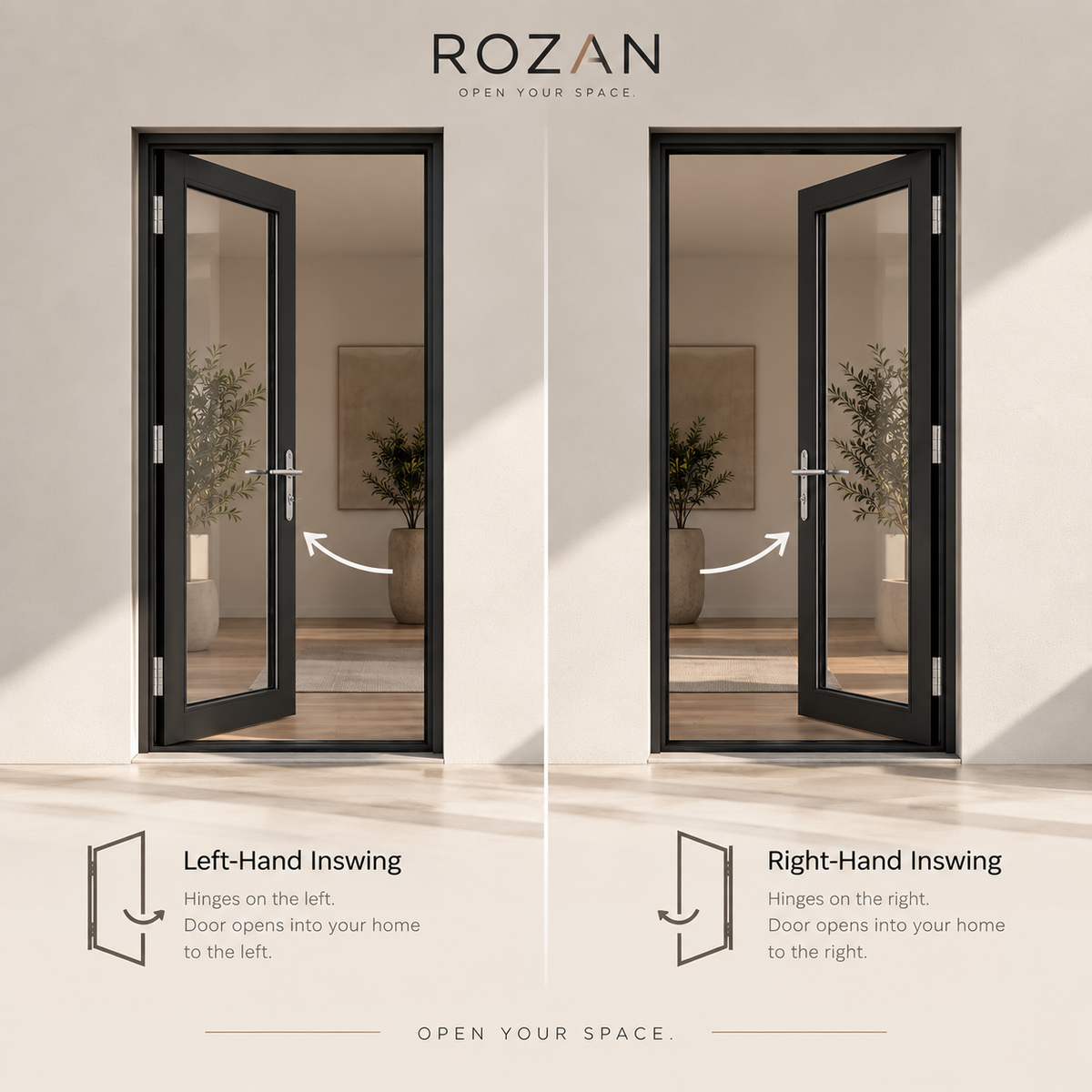 Black French door opening configuration