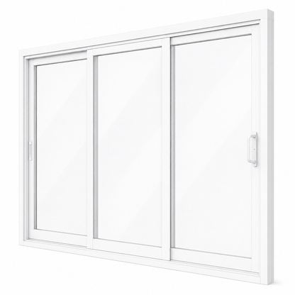 108 in. x 80 in. 3-panel white aluminum sliding patio door by ROZAN