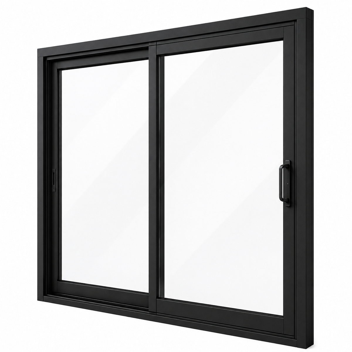 108 in. x 96 in. 2-panel black aluminum sliding patio door by ROZAN