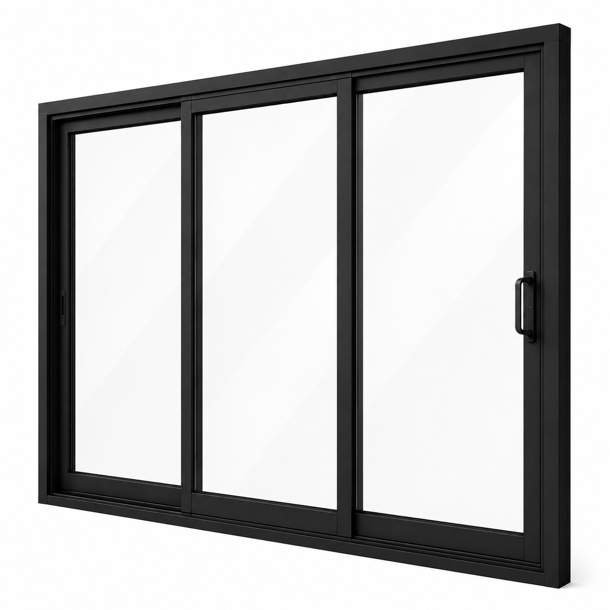 108 in. x 96 in. 3-panel black aluminum sliding patio door by ROZAN