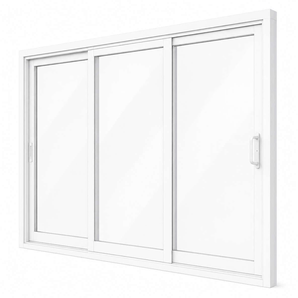 108 in. x 96 in. 3-panel white aluminum sliding patio door by ROZAN
