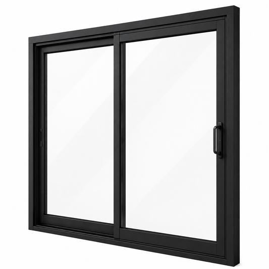120 in. x 80 in. 2-panel black aluminum sliding patio door by ROZAN