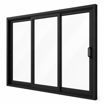 120 in. x 96 in. 3-panel black aluminum sliding patio door by ROZAN