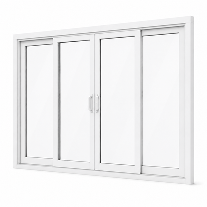 144 in. x 80 in. 4-panel white aluminum sliding patio door by ROZAN