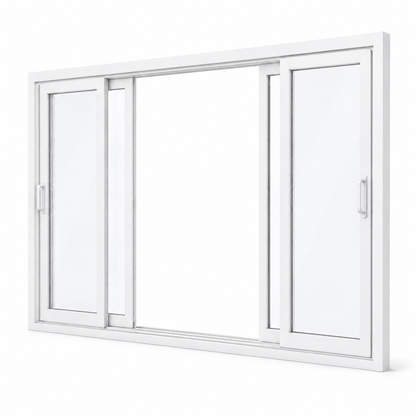 144 in. x 80 in. 4-panel white aluminum sliding patio door by ROZAN