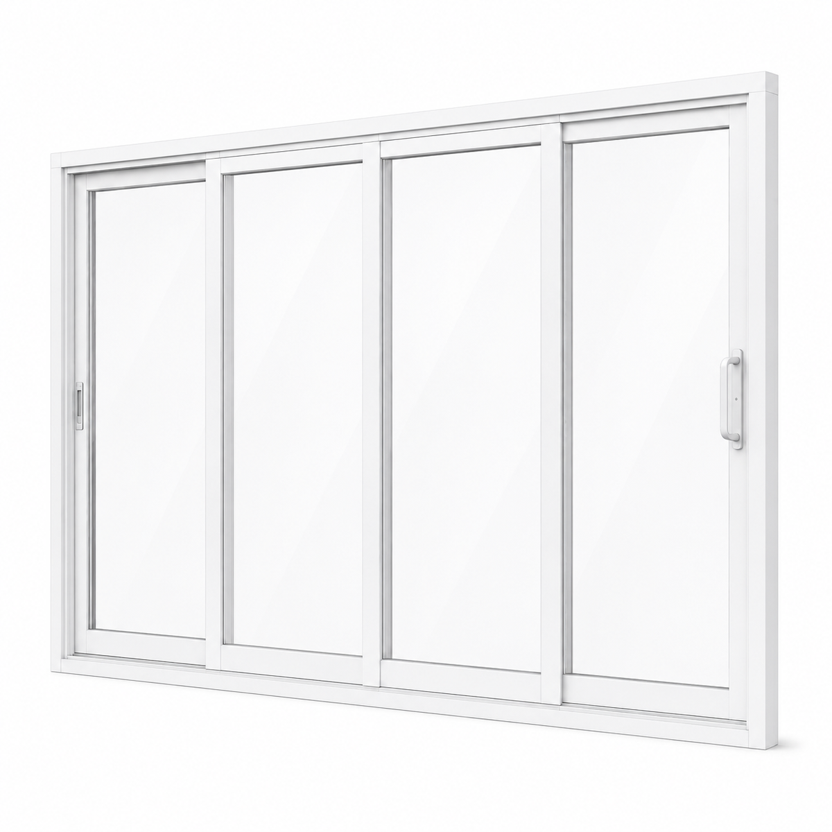144 in. x 80 in. 4-panel white aluminum sliding patio door by ROZAN