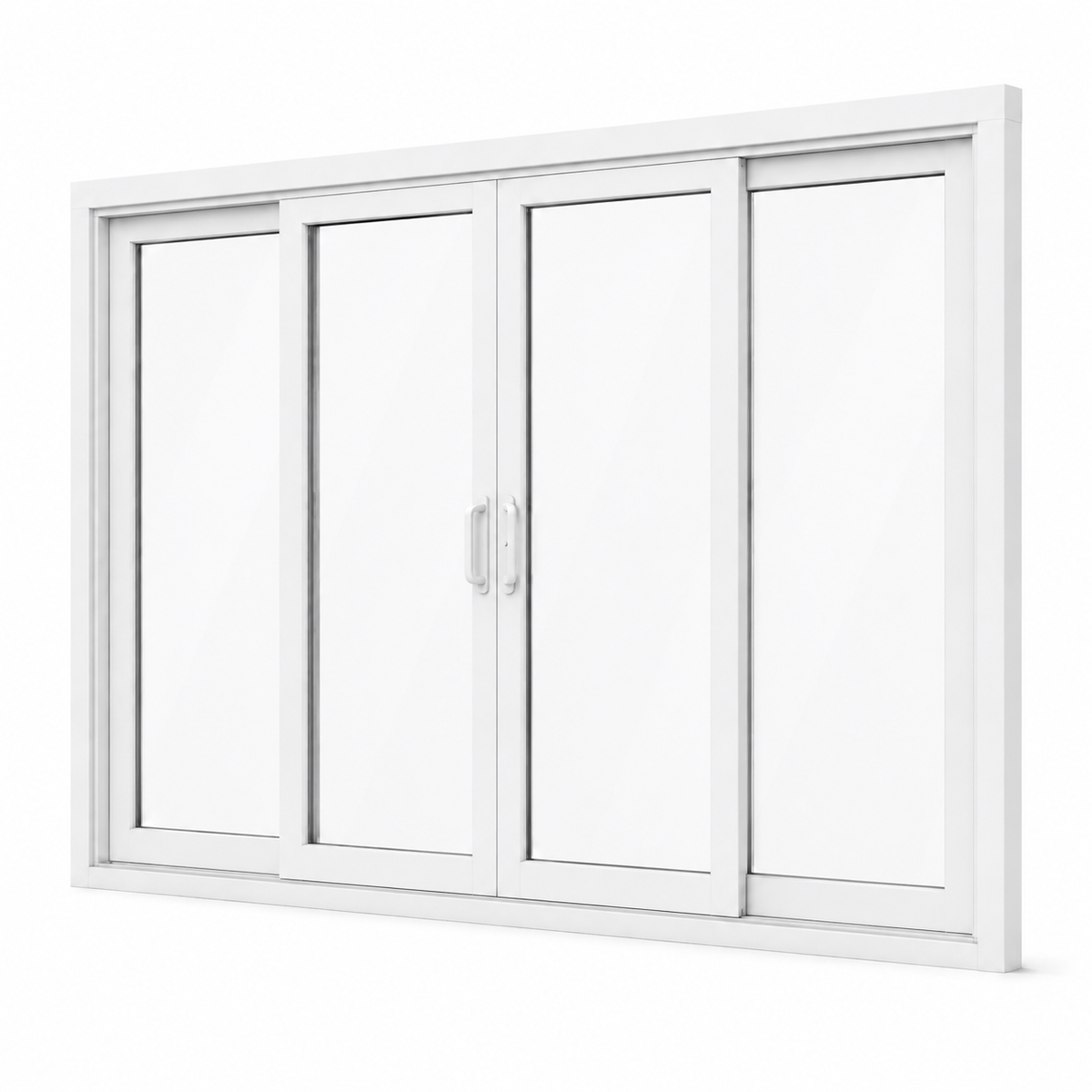 144 in. x 96 in. 4-panel white aluminum sliding patio door by ROZAN