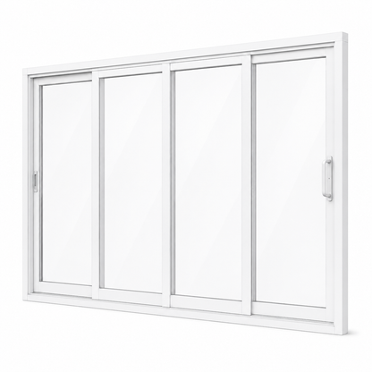144 in. x 96 in. 4-panel white aluminum sliding patio door by ROZAN
