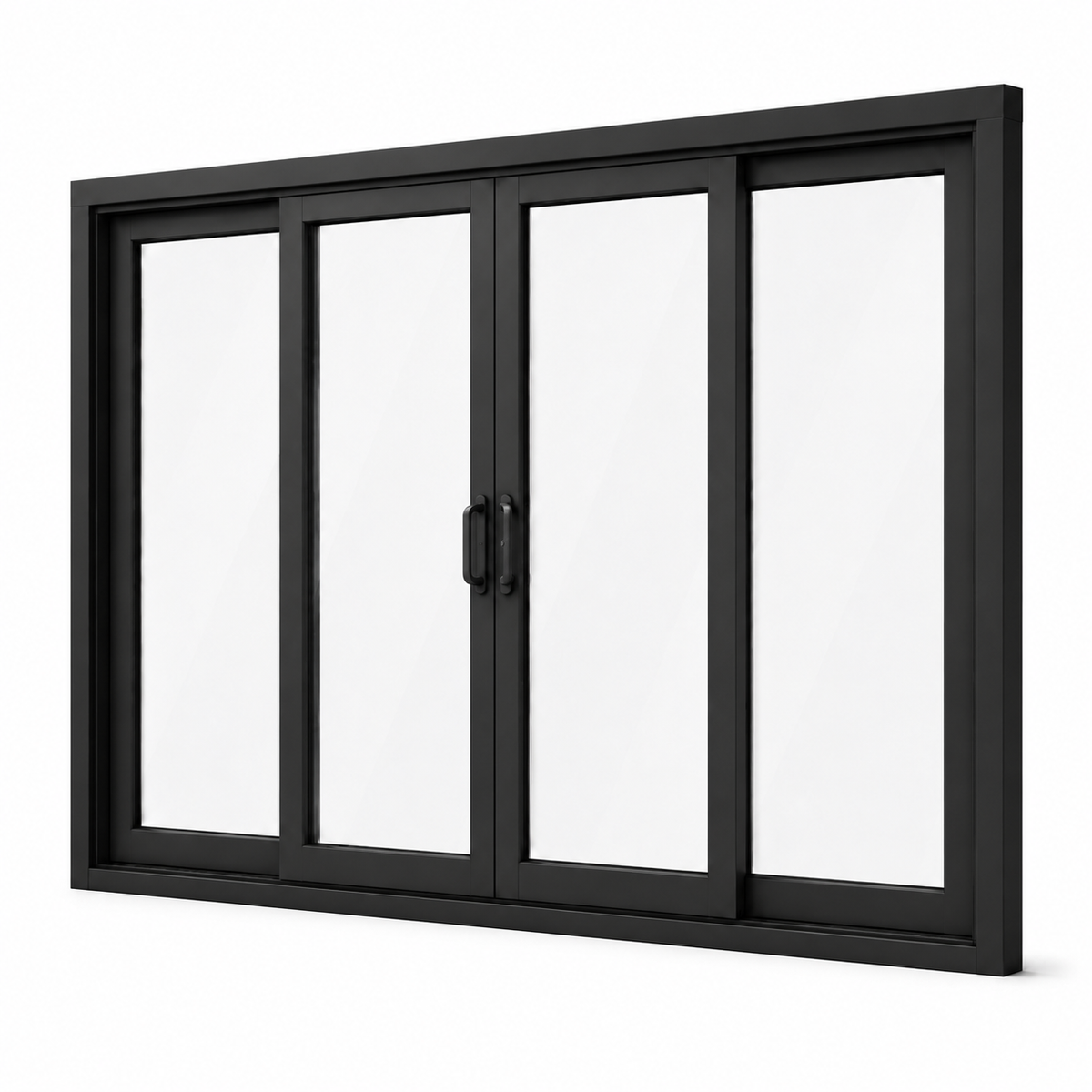 168in. x 96 in. 4-panel black aluminum sliding patio door by ROZAN