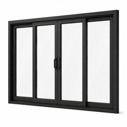 168in. x 96 in. 4-panel black aluminum sliding patio door by ROZAN