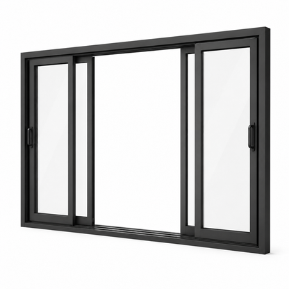 192in. x 80in. 4-panel black aluminum sliding patio door by ROZAN