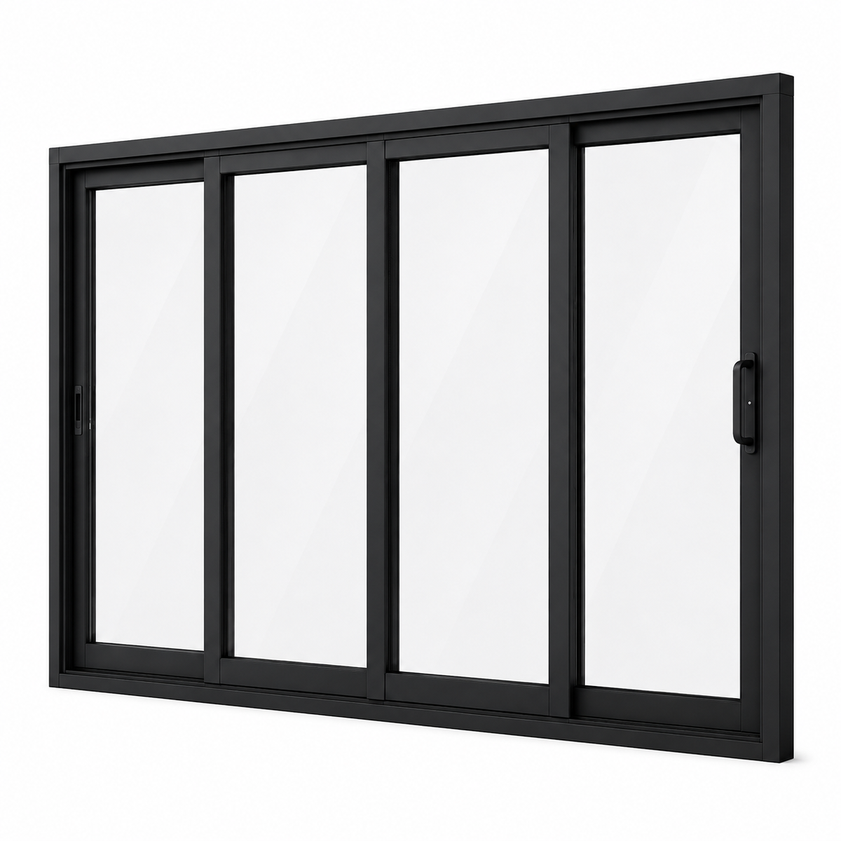 192in. x 80in. 4-panel black aluminum sliding patio door by ROZAN