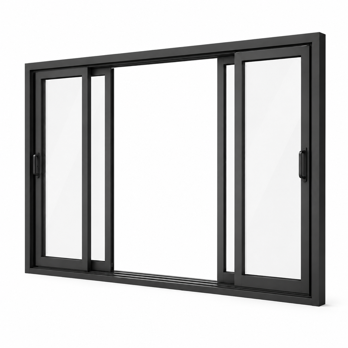 192 in. x 96 in. 4-panel black aluminum sliding patio door by ROZAN