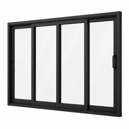 192 in. x 96 in. 4-panel black aluminum sliding patio door by ROZAN