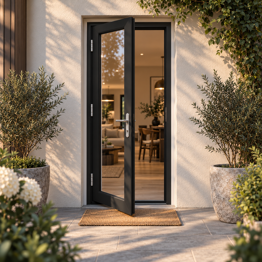 32 in. x 80 in. 1-panel black aluminum French patio door left hand outswing by ROZAN