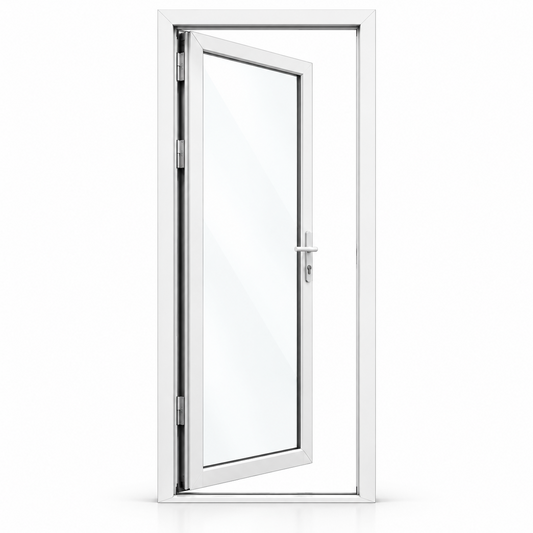 32 x 80 white aluminum French patio door, single panel, left inswing configuration