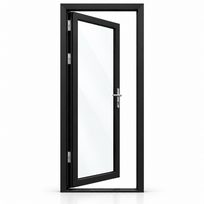 32 in. x 96 in. 1-panel black aluminum French patio door left hand inswing by ROZAN