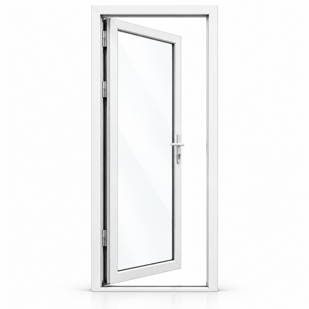 32 x 96 white aluminum French patio door, single panel, left inswing configuration