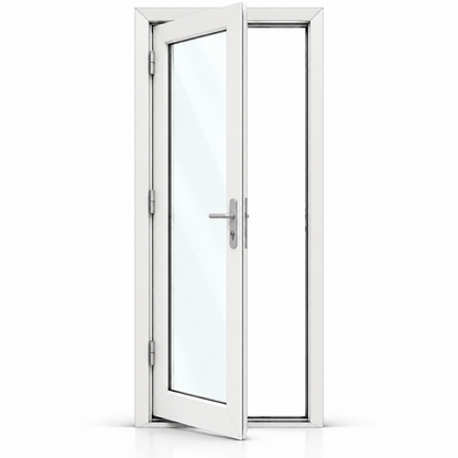 32 x 96 white aluminum French patio door, single panel, left outswing configuration