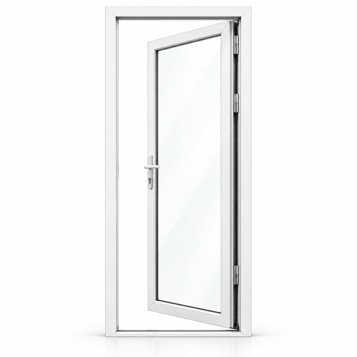 42 x 80 white aluminum French patio door, single panel, right inswing configuration