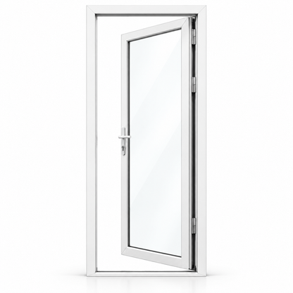 42 x 80 white aluminum French patio door, single panel, right inswing configuration