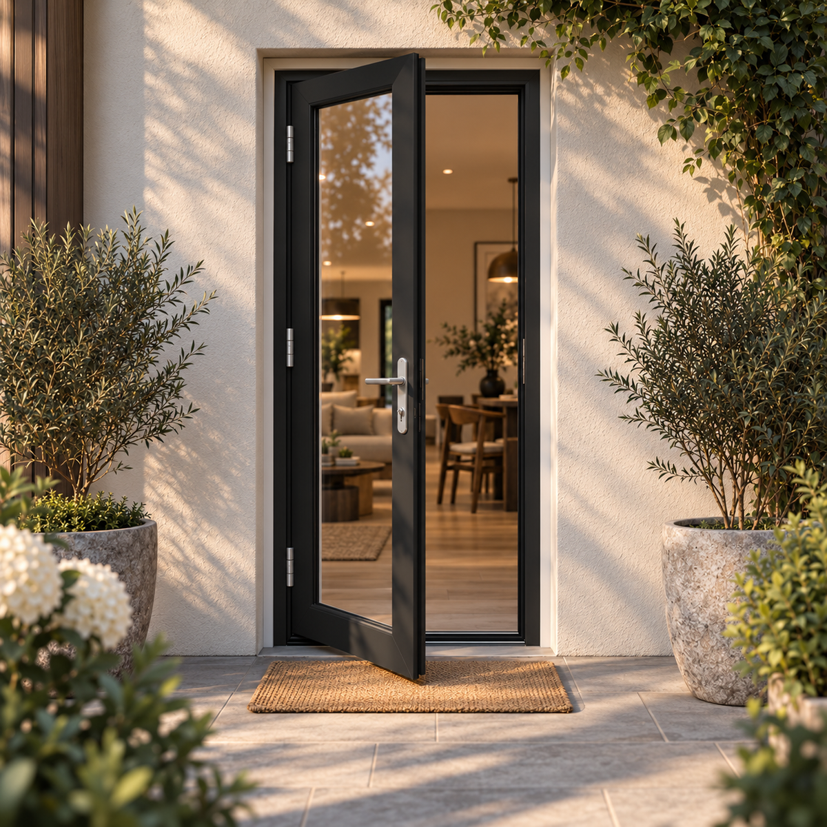 42 in. x 96 in. 1-panel black aluminum French patio door left outswing by ROZAN