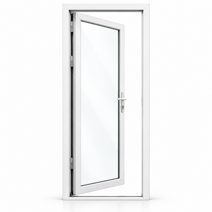 42 x 96 white aluminum French patio door, single panel, left inswing configuration