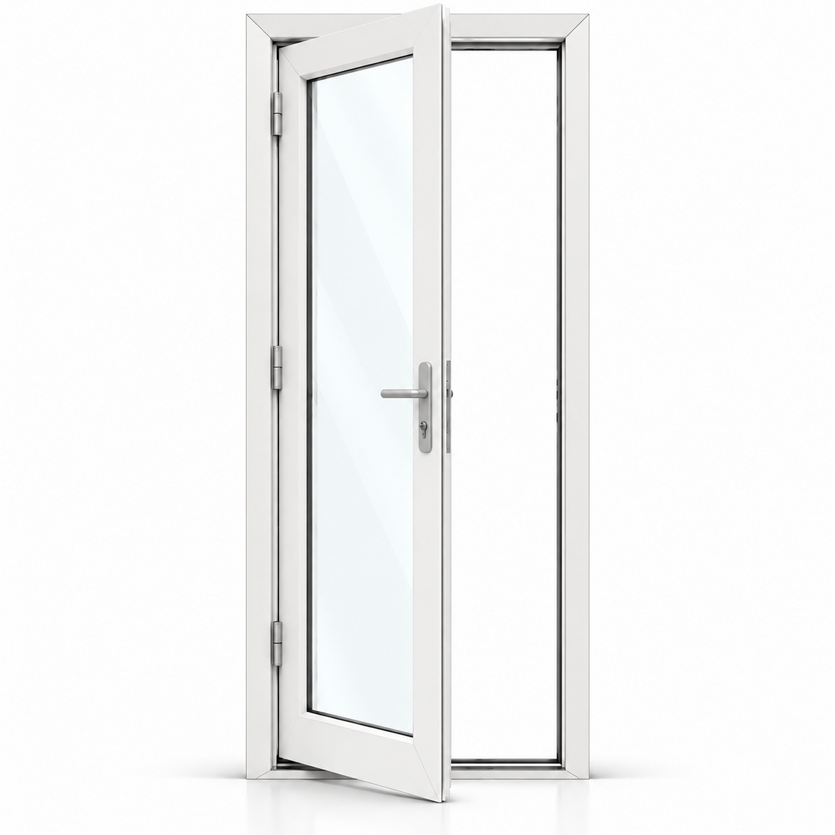 42 x 96 white aluminum French patio door, single panel, left outswing configuration
