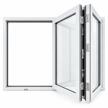 ROZAN 60 x 42 white aluminum bifold window with 2-panel right opening configuration