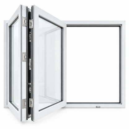 ROZAN 72 x 36 white aluminum bifold window with 2-panel left opening configuration