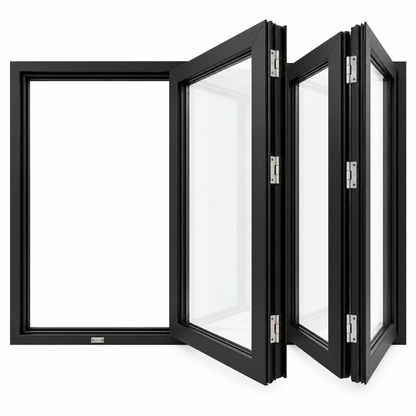 ROZAN 72 x 48 black aluminum bifold window with 3-panel right opening configuration