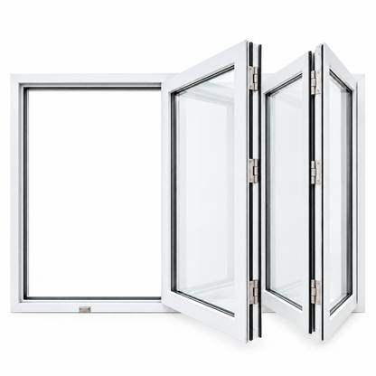 ROZAN 72 x 48 white aluminum bifold window with 3-panel right opening configuration