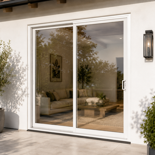 72 in. x 96 in. 2-panel white aluminum sliding patio door by ROZAN