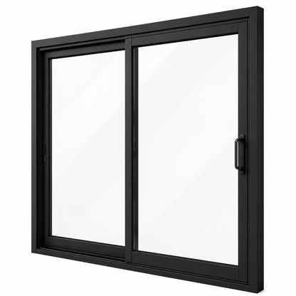 96 in. x 96 in. 2-panel black aluminum sliding patio door by ROZAN