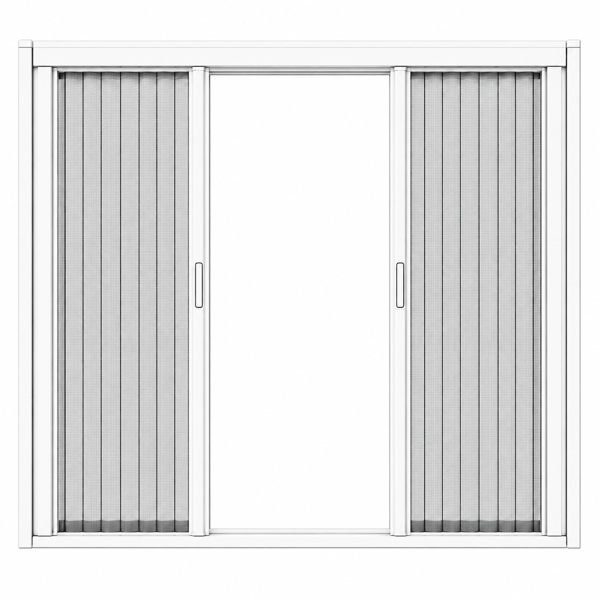 White center-opening retractable screen with dual panels retracting to both sides