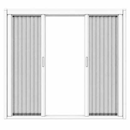White center-opening retractable screen with dual panels retracting to both sides